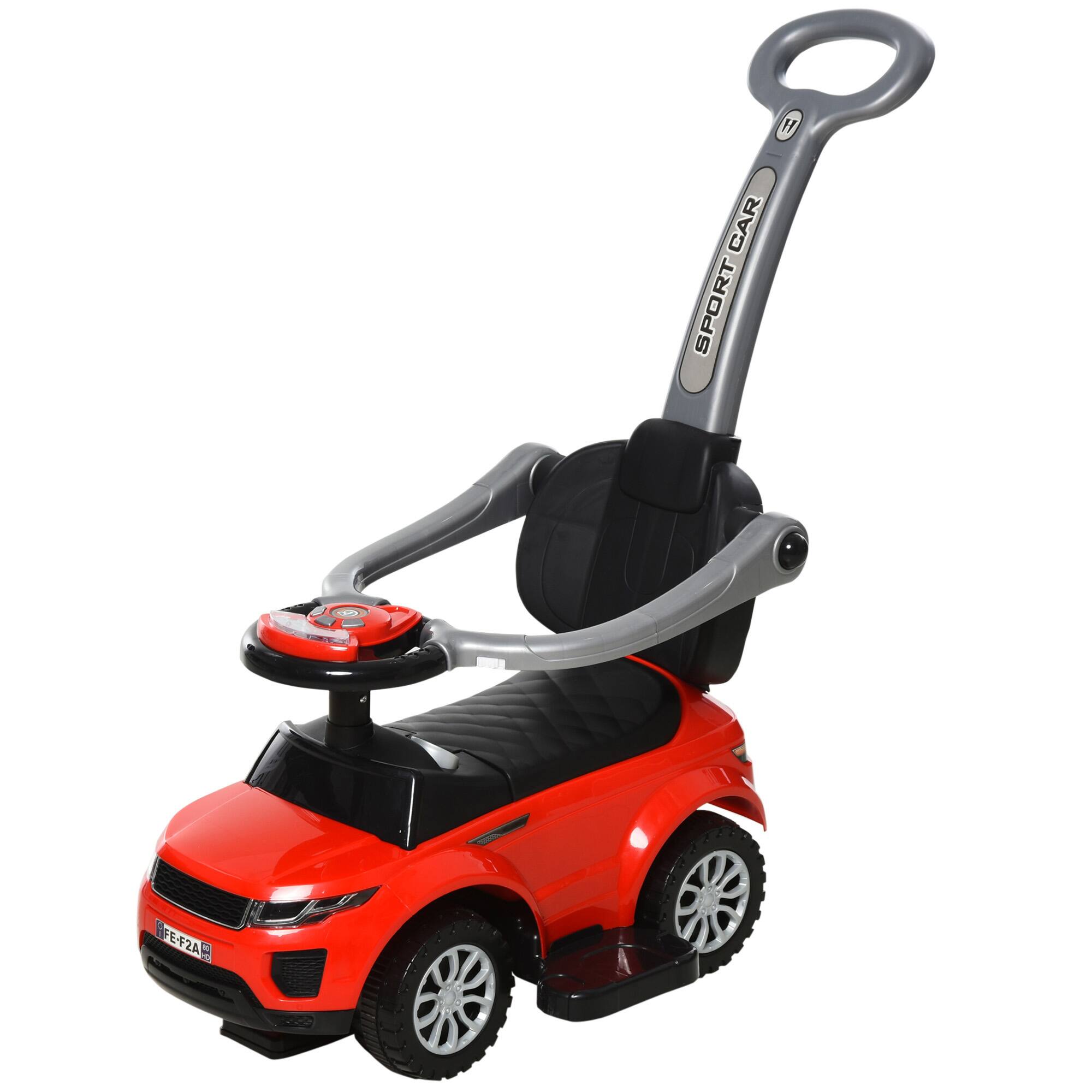 Aosom - 2 In 1 Push Cars for Toddlers, Push Car, Stroller Sliding Car, Horn, Music, Light Function, Secure Bar, 1-3 Years