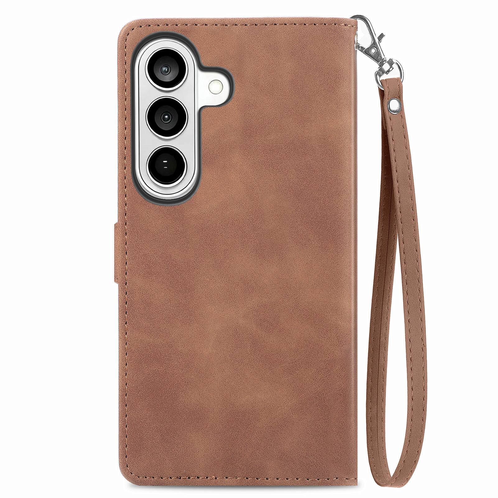 Alt View 1. Dteck - for Samsung Galaxy S26+ Slim Wallet Case,Folio Shockproof PU Leather Card Holder Cover with Zipper Pocket & Wrist Strap - Brown.