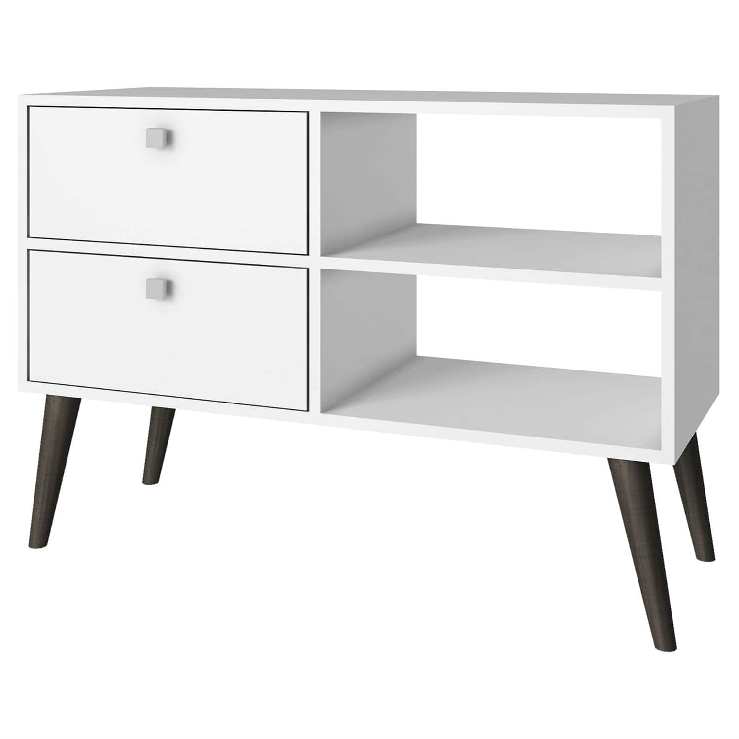 Hivvago - White Grey Wood Modern Classic Mid-Century Style TV Stand Entertainment Center - White & Grey