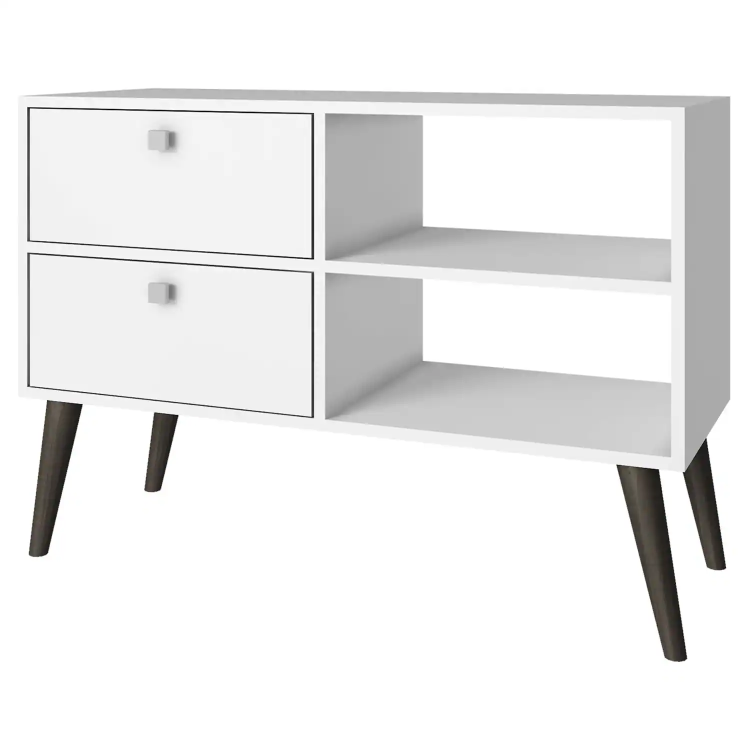 Front. Hivvago - White Grey Wood Modern Classic Mid-Century Style TV Stand Entertainment Center - White & Grey.