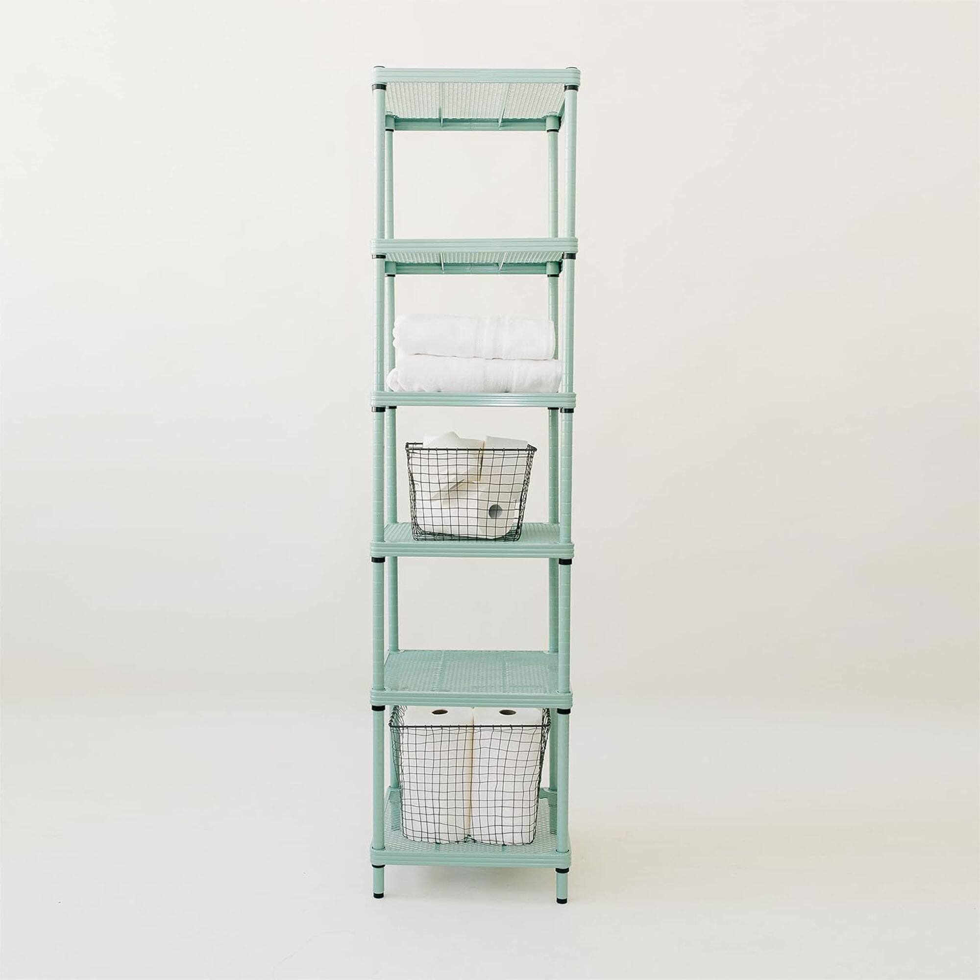 Alt View 3. Design Ideas - Design Ideas MeshWorks 6 Tier Tower Metal Storage Shelving Unit Rack, Green - Sage Green.