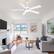 Left. Breezary - 52" Modern Indoor Ceiling Fan with LED Light, 5 Reversible Plywood Blades, 6-Speed DC Motor, Remote, Timer, 5" Downrod - White.