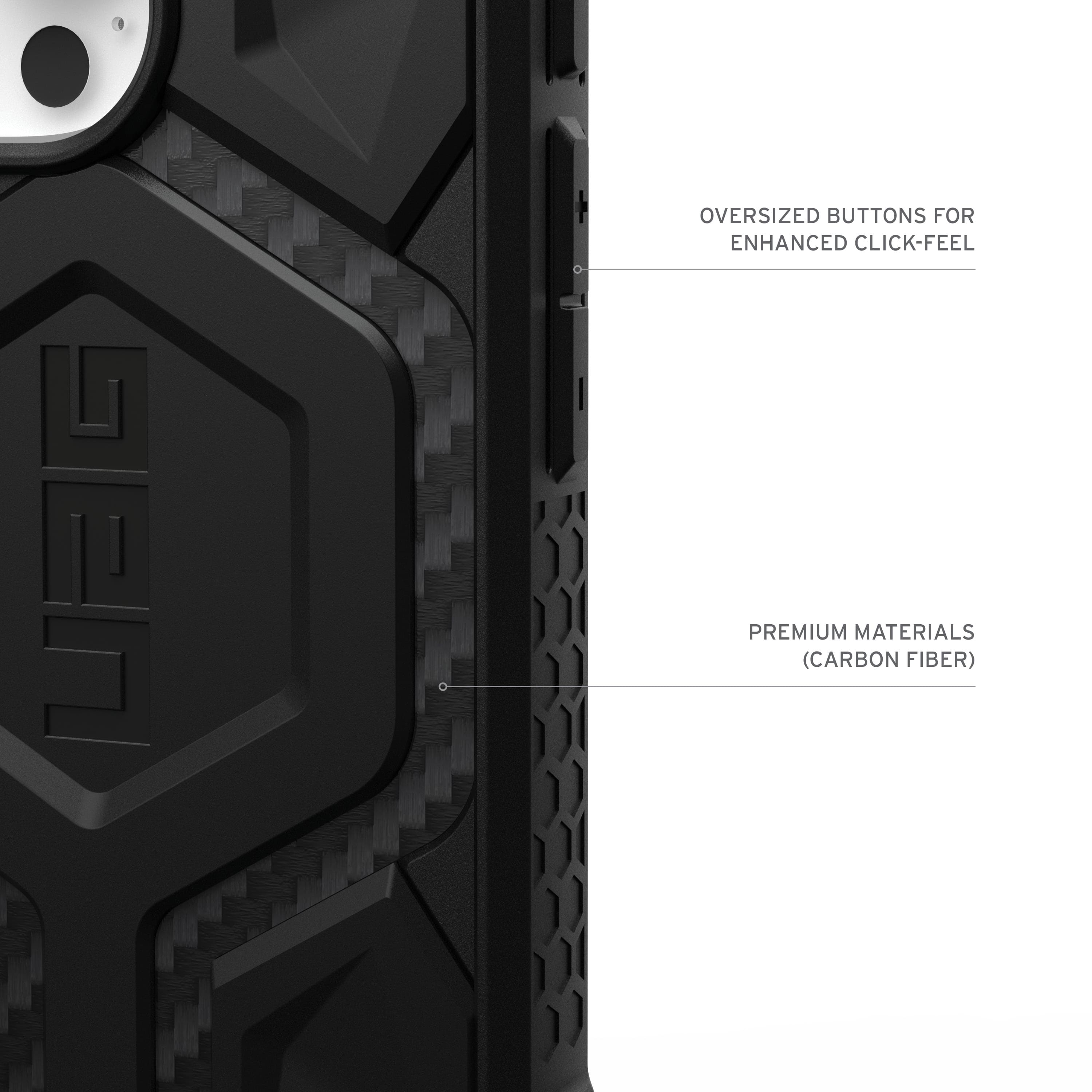 UAG Oversized Buttons for Enhanced Click-Feel Premium Materials (Carbon Fiber)