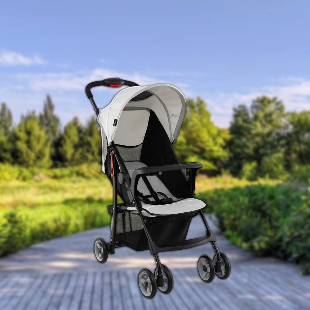 Front. Hivvago - Lightweight Travel Stroller for Toddlers with Reclining Seat and Sun Canopy - Gray.