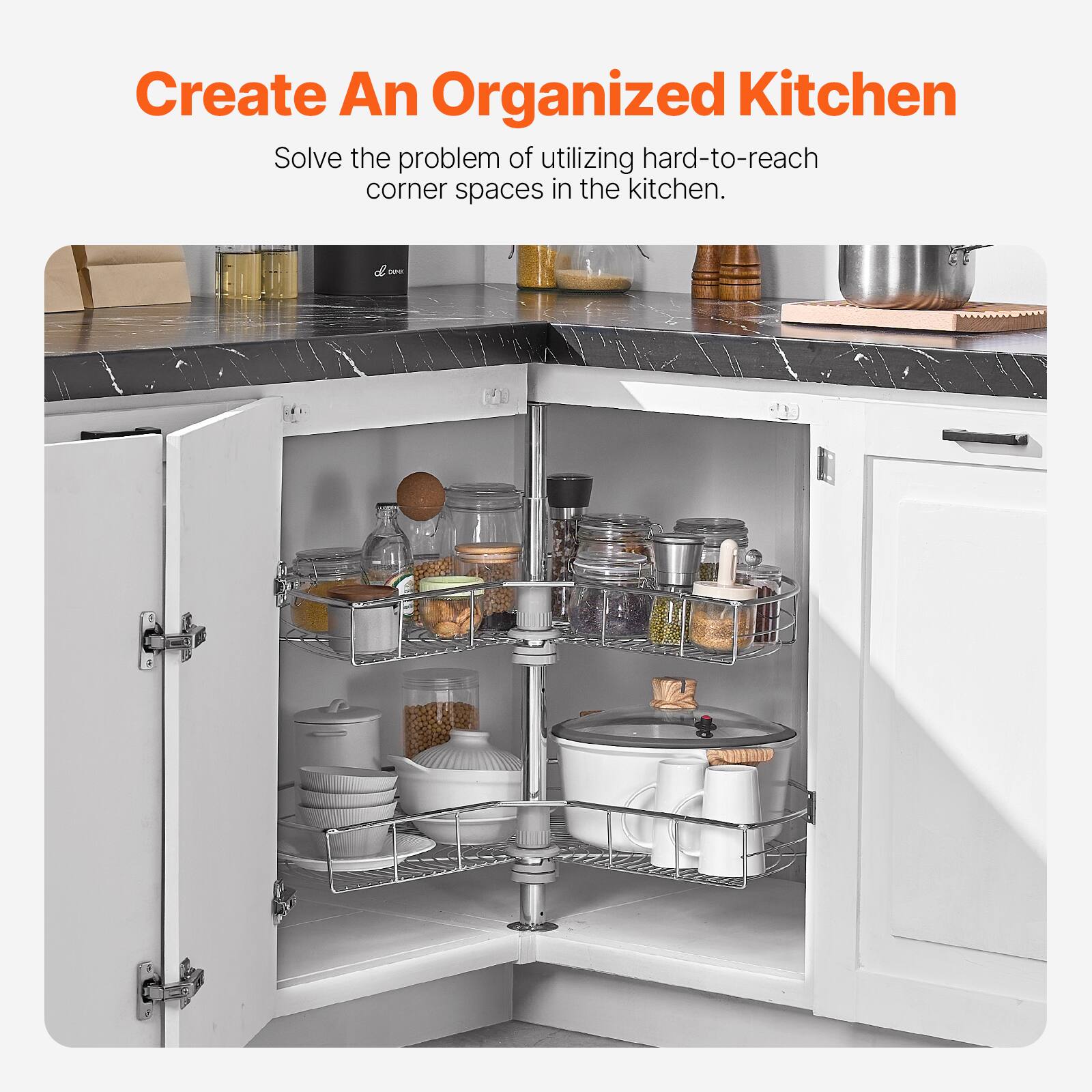 Create An Organized Kitchen

Solve the problem of utilizing hard-to-reach corner spaces in the kitchen.