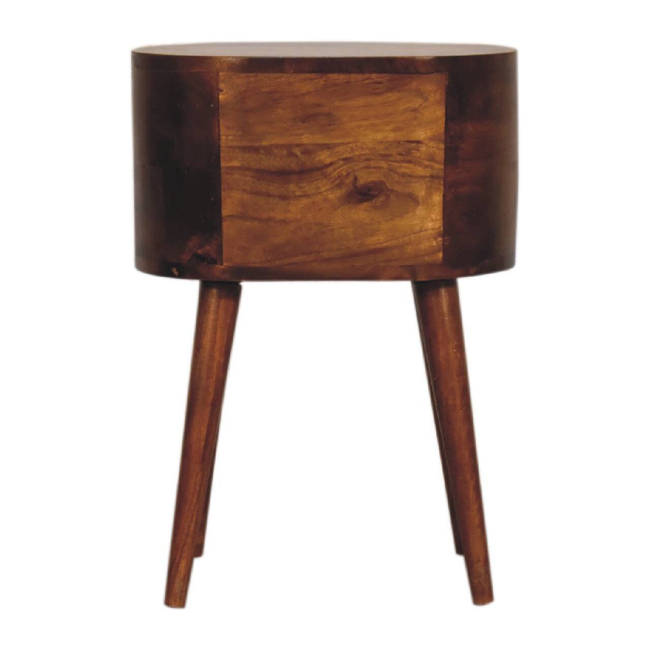 Alt View 7. Artisan Furniture - Artisan Furniture Solid Wood Mini Chestnut Rounded Nightstand Table, 2 Drawers, Nordic Legs, Dark Brown - Chestnut.
