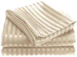 Plazatex - 1800 Series Embossed Striped Wrinkle Resistant Sheet 4pc Set Queen - Ivory