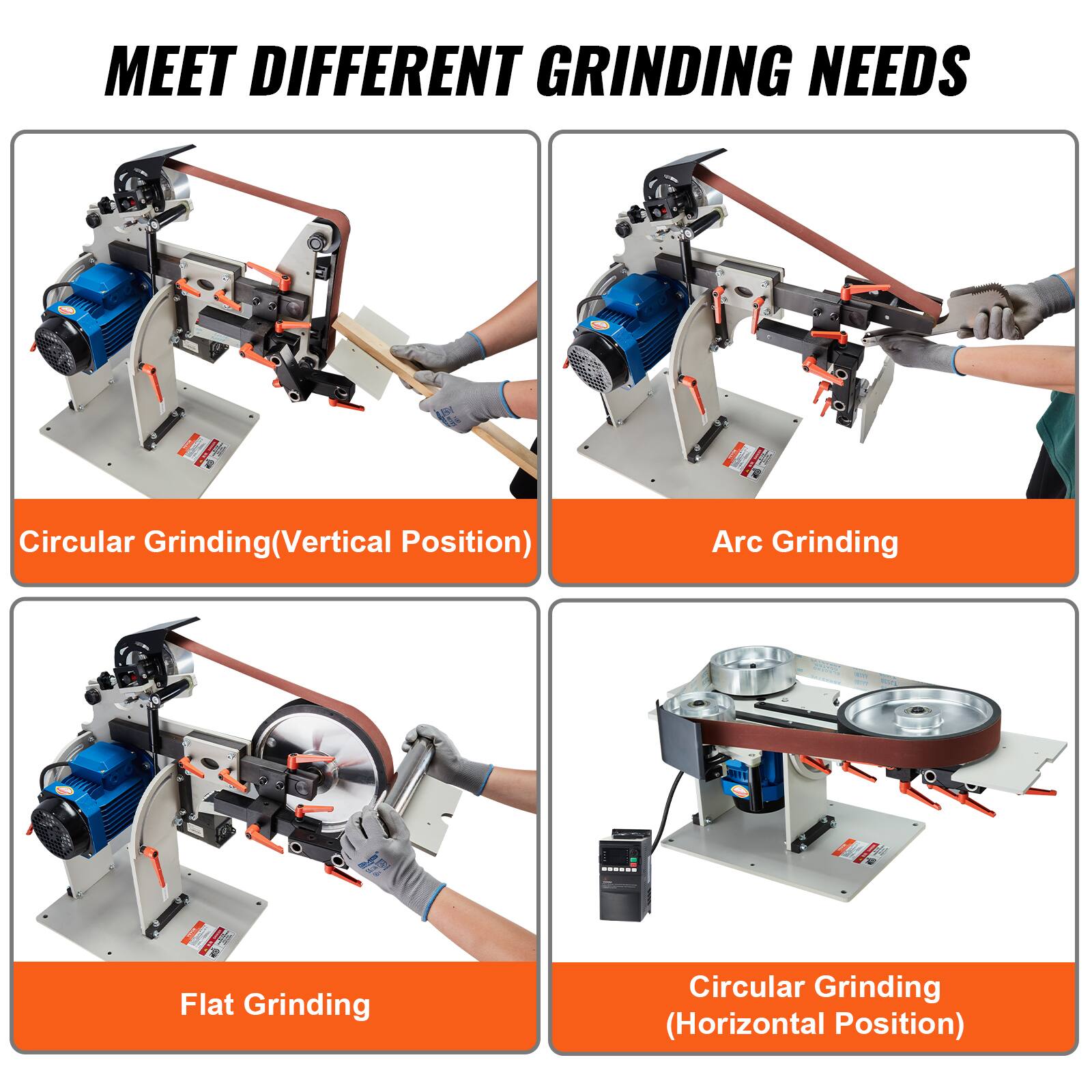 MEET DIFFERENT GRINDING NEEDS

Circular Grinding (Vertical Position)
Arc Grinding
Flat Grinding
Circular Grinding (Horizontal Position)
