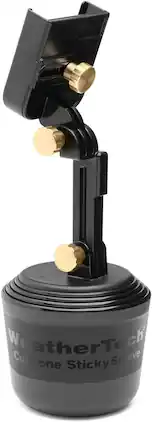 WeatherTech - CupFone with Extension | Extendable Universal Cup Holder Cell Phone Mount Car & Truck Accessory – Rose Gold Metal Knobs - Black/Gold Metal