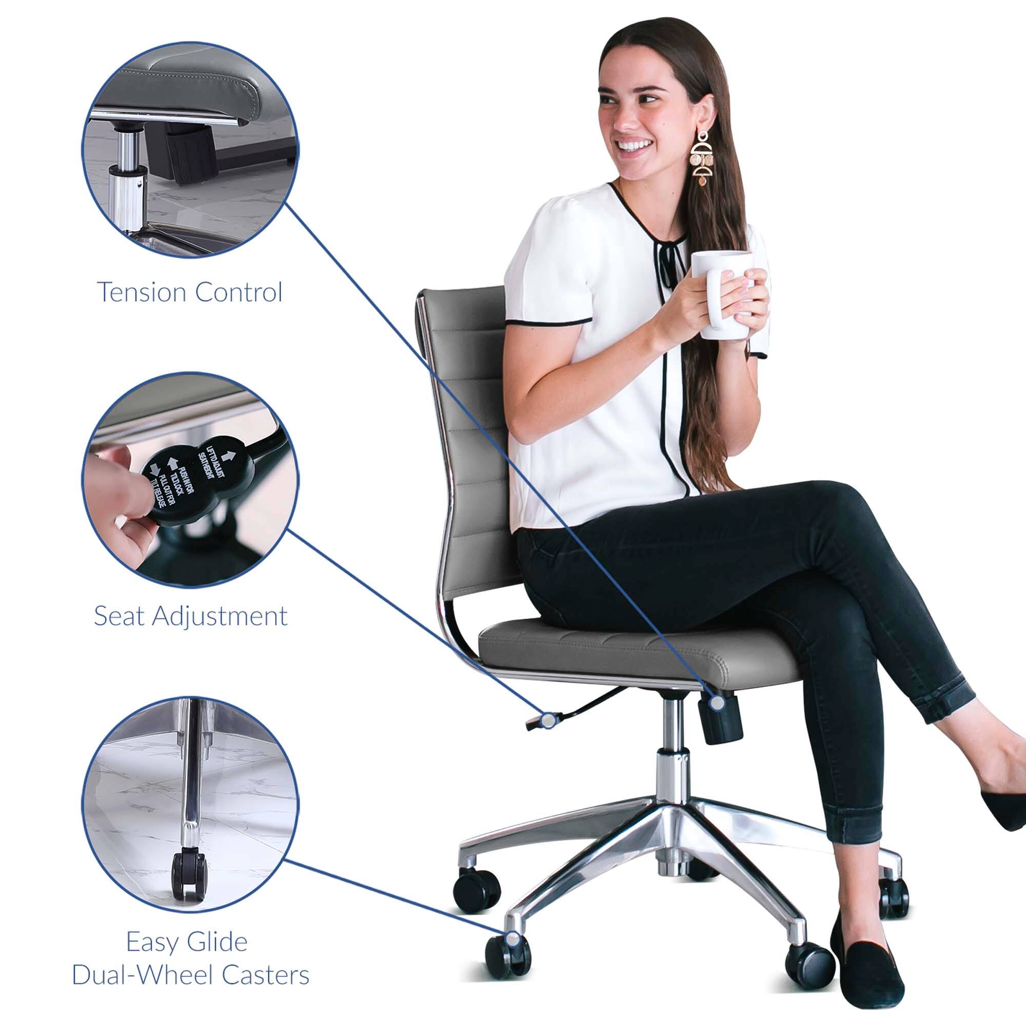 - Tension Control
- Seat Adjustment
- Easy Glide Dual-Wheel Casters