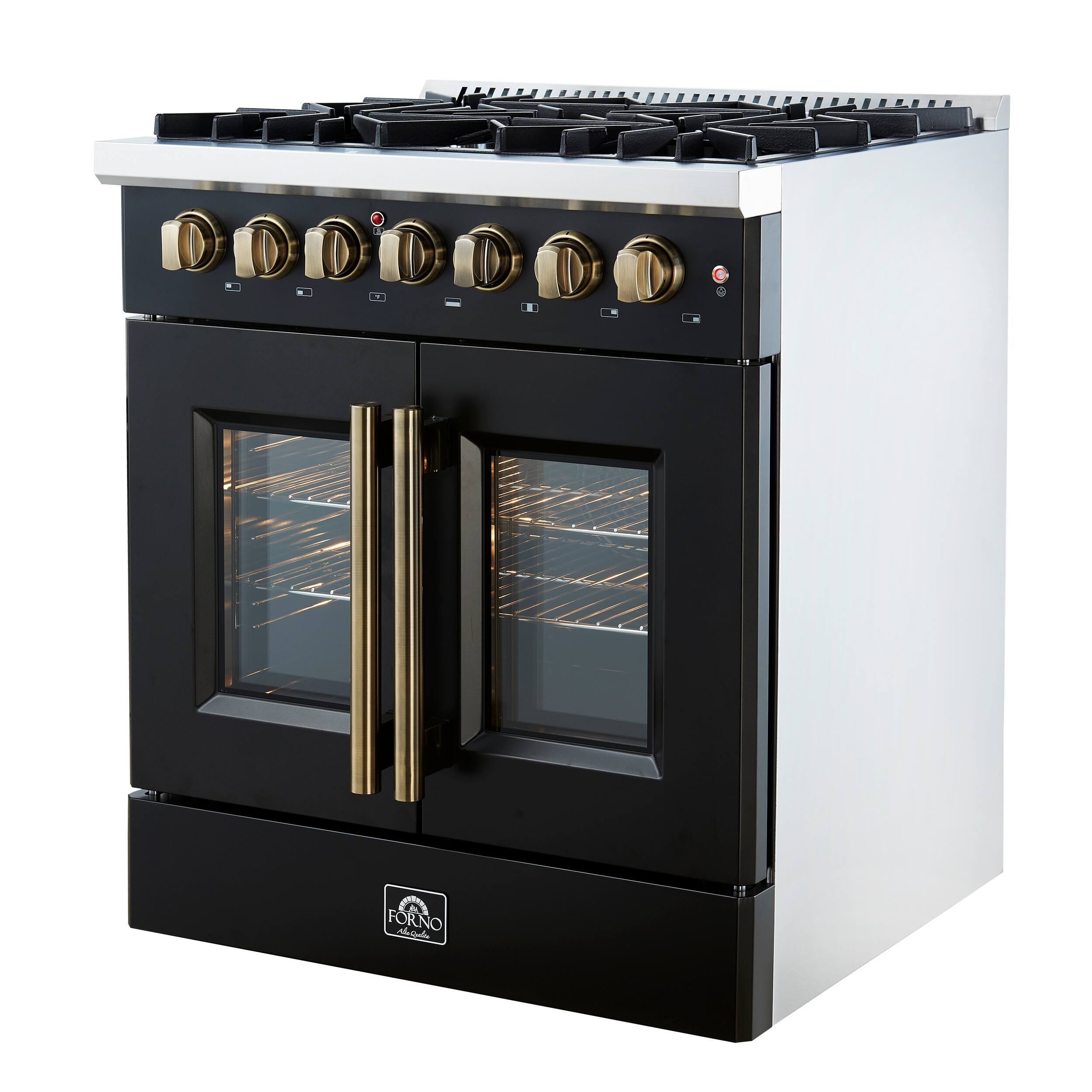 Angle. Forno Appliances - Galiano 4.32 Cu. Ft. Freestanding Dual Fuel True Convection Range - Black.