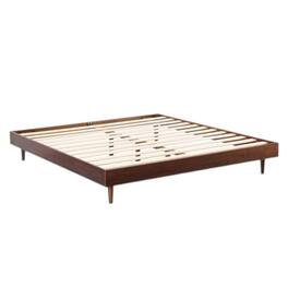 Hivvago - King size Mid-Century Modern Platform Bed Frame Wood Finish - Dark Brown