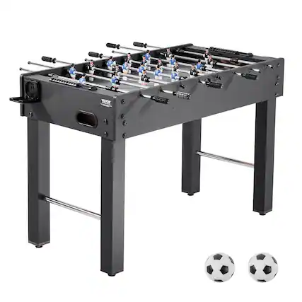 Front. VEVOR - Foosball Table, 48 inch Standard Size Table, Indoor Full Size Foosball Tables for Home, Family, and Game Room - Light-colored wood grain.