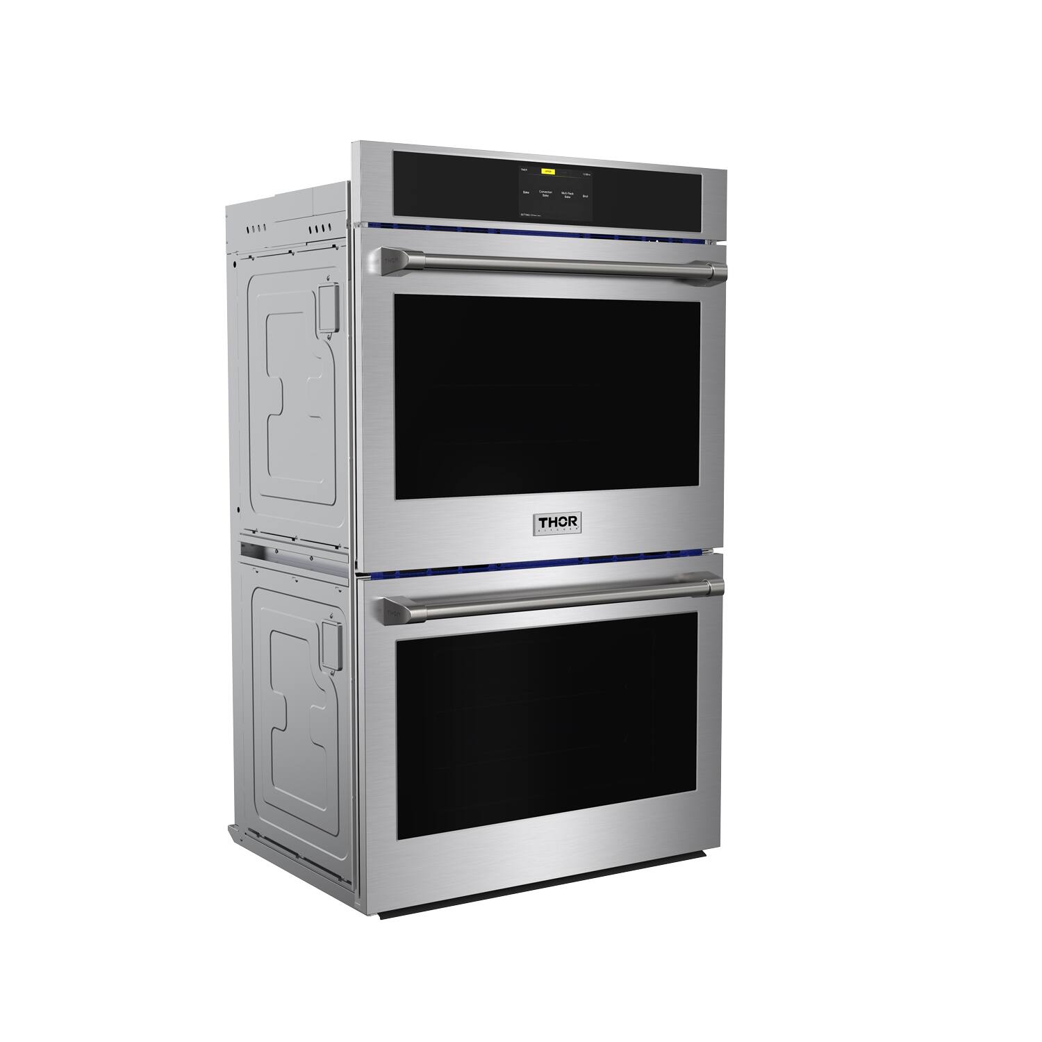 Left. Thor Kitchen - 30 Inch Built-In Electric Double Wall Oven with Air Fry - Stainless Steel.
