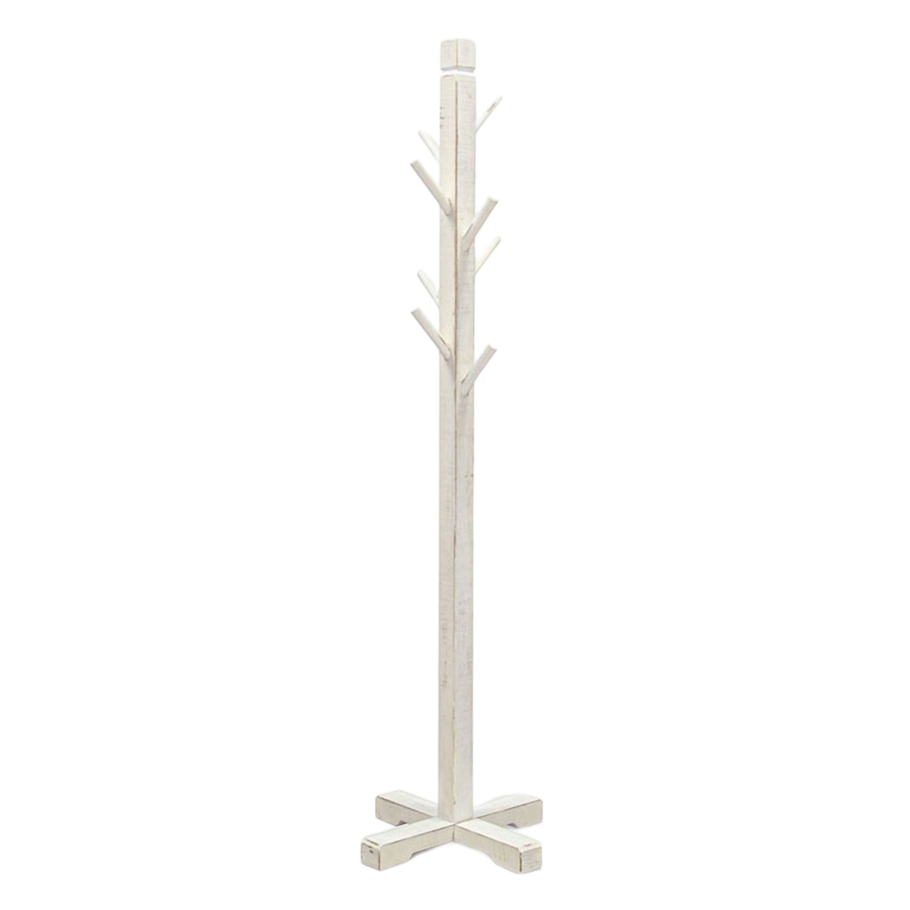 Manhattan Lane - Rena Coat, Hat Rack Stand, 8 Wood Stems, 72 Inch Mahogany Wood - White