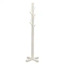 Manhattan Lane - Rena Coat, Hat Rack Stand, 8 Wood Stems, 72 Inch Mahogany Wood - White