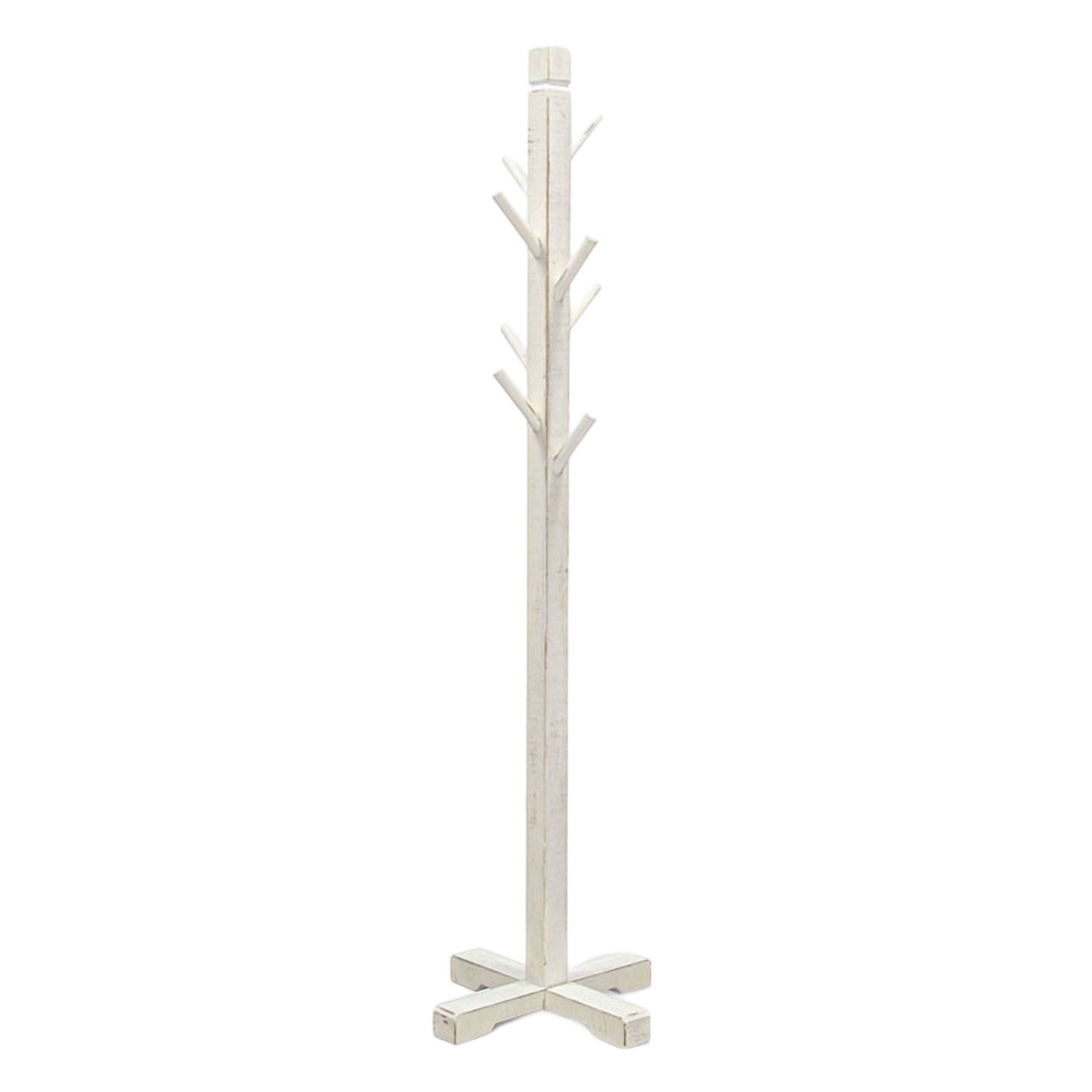 Front. Manhattan Lane - Rena Coat, Hat Rack Stand, 8 Wood Stems, 72 Inch Mahogany Wood - White.