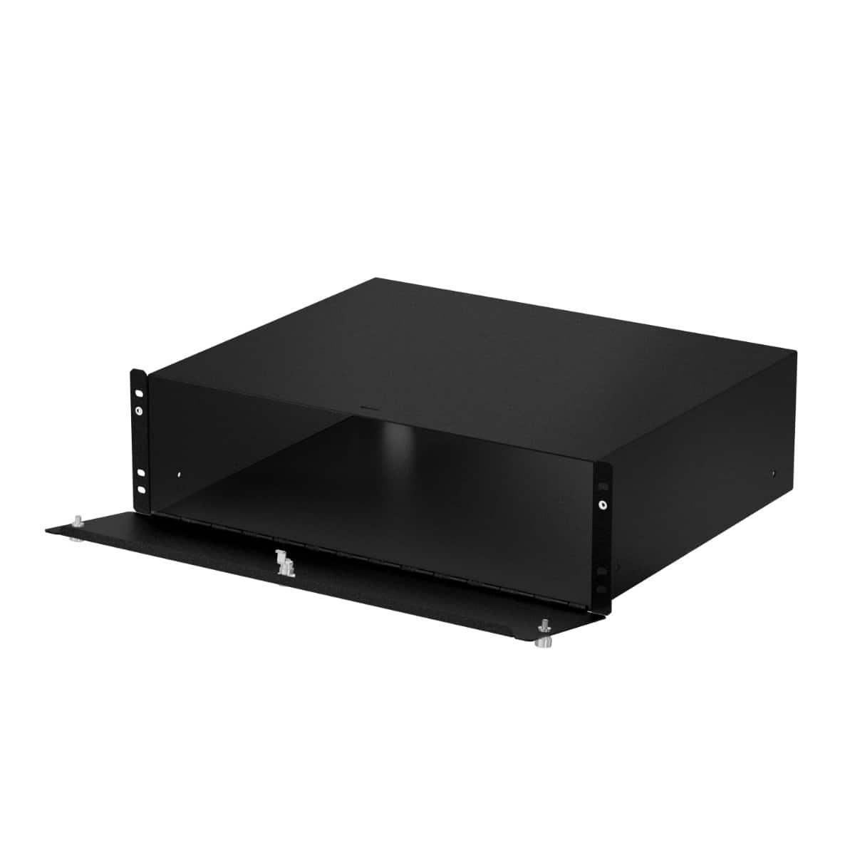 RackSolutions - 3U Lockable Rackmount Box 14in Depth with Hinged Door - Black