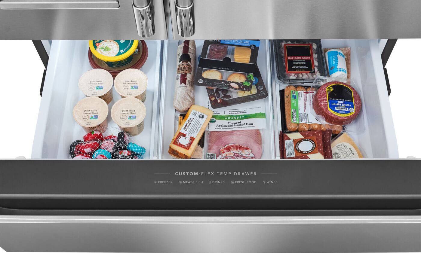 So VINEGAR ORY SAI SALAME  
NATURAL GLAMe RNACKING BICED URCENED PARCETTS PLAIN & plant haued A hlend plant Gen cocon Mend plant-braned TVRU Ned WM  
plant-based CeRuE blend BASIL CHIN TOMATS  
ORGANIC Uncured Ham Applewood Smoked R B C 0E  
NOSSNE SEN GRNOWD SMOKENOUES mEaTS SWEET LERANOR BOLDGNA ETI CUSTOM-FLEX FLEX TEMP DRAWER FREEZER MEAT & FISH DRINKS FRESH FOOD  
WINES