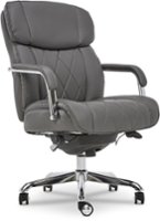 La-Z-Boy - Comfort and Beauty Sutherland Diamond-Quilted Bonded Leather Office Chair - Moon Rock Gray - Angle_Zoom