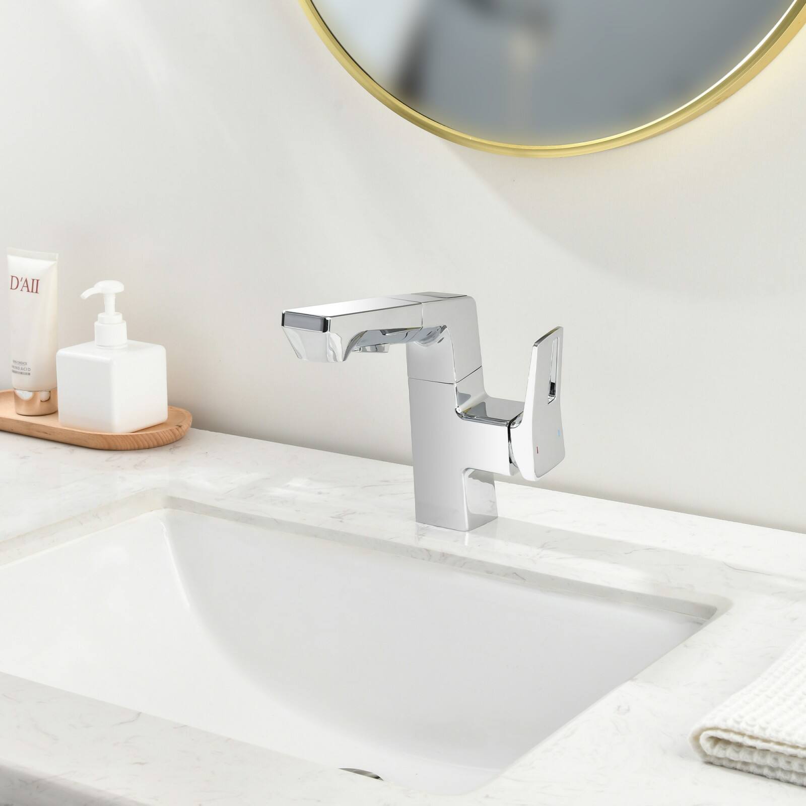 Alt View 1. Glintex - Smart LED Bathroom Faucet Chrome - Temperature Digital Display, Pull Down Sprayer for RV and Home Sinks - Chrome.