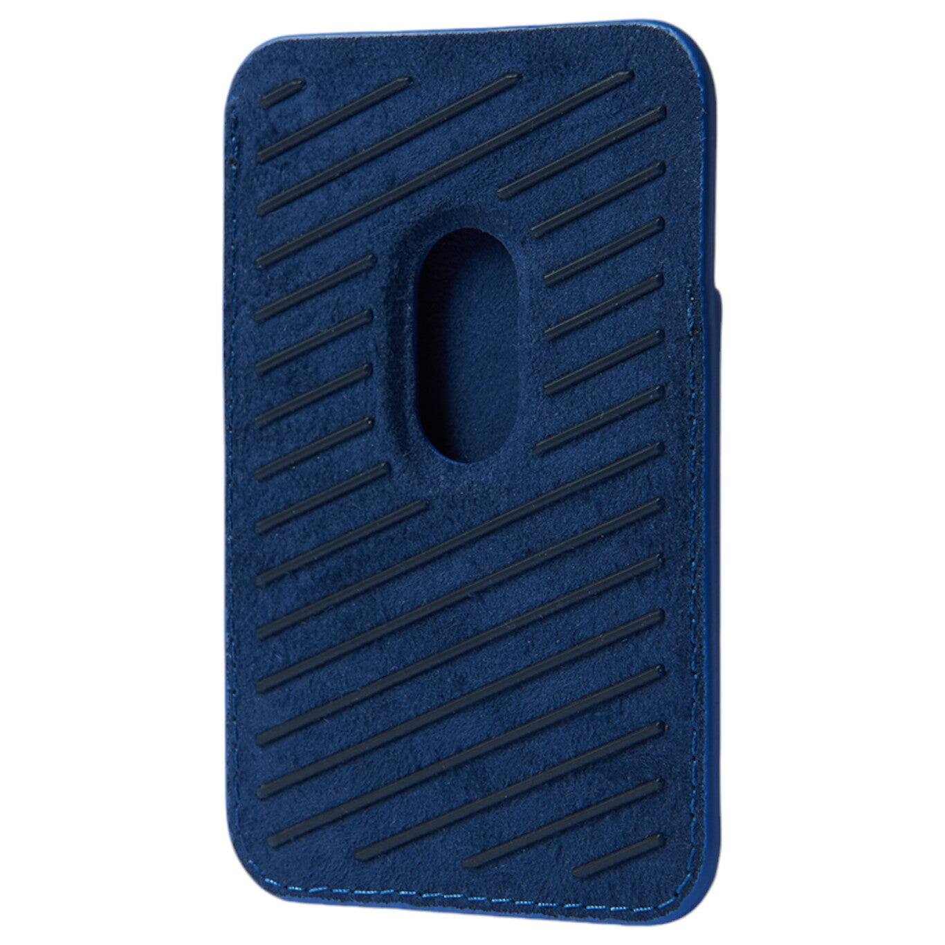 Left. Mujjo - Full Leather Magnetic Wallet for Apple iPhone - Monaco Blue.