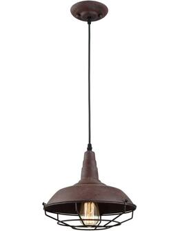 FINEAK - Barn Style Rust Finish Caged Pendant Lights - Industrial Metal Wire Hanging Fixtures