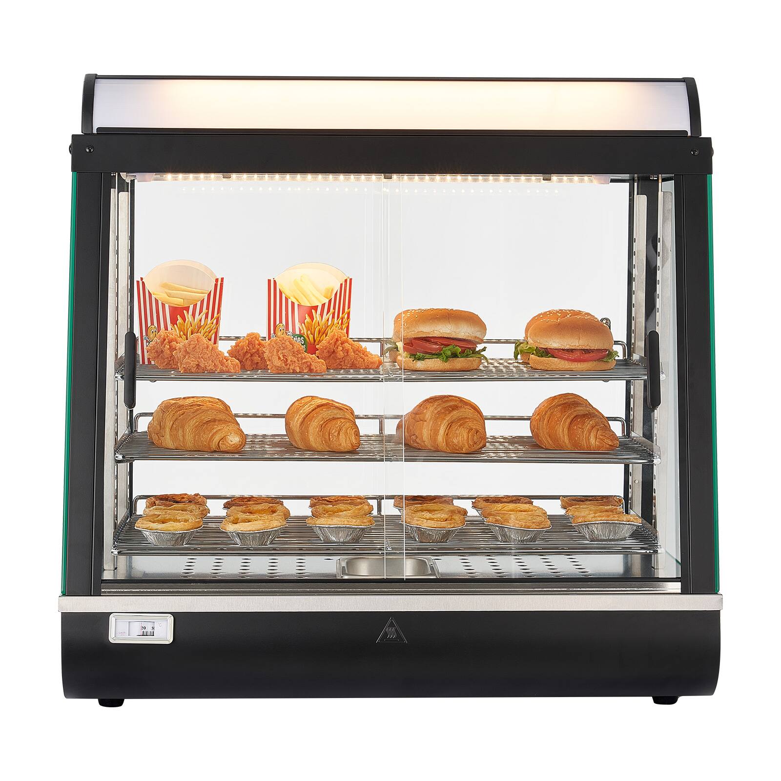 Alt View 5. VEVOR - 3-Tier Commercial Food Warmer Display, 1200W Food Display Warmer with LED Light, Top Storage and Adjustable Shelves - Black.