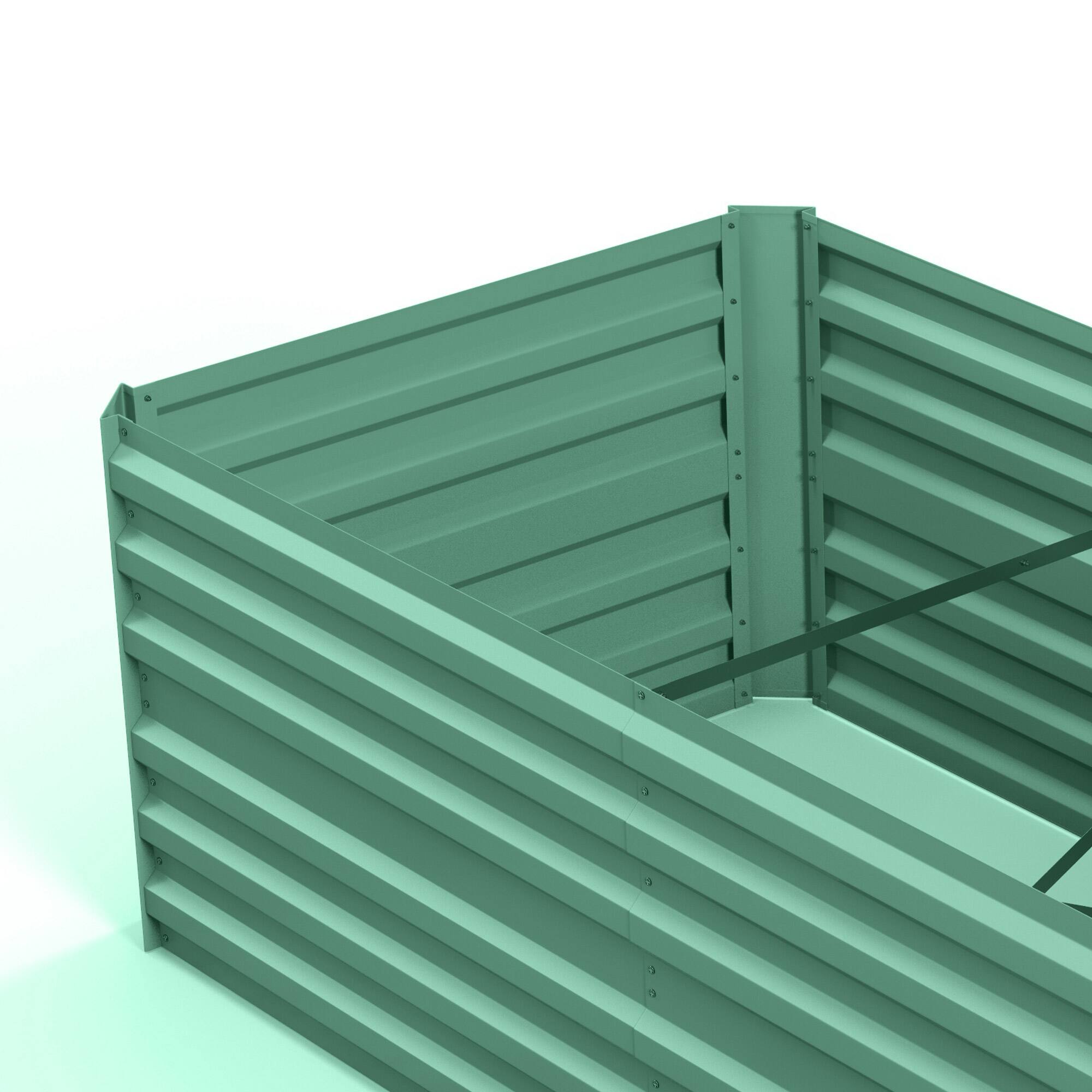 Alt View 8. Outsunny - Galvanized Raised Garden Bed Kit with Reinforcing Bars, Large and Tall Metal Planter Box for Vegetables, 6' x 3' x 2' - Light Green.