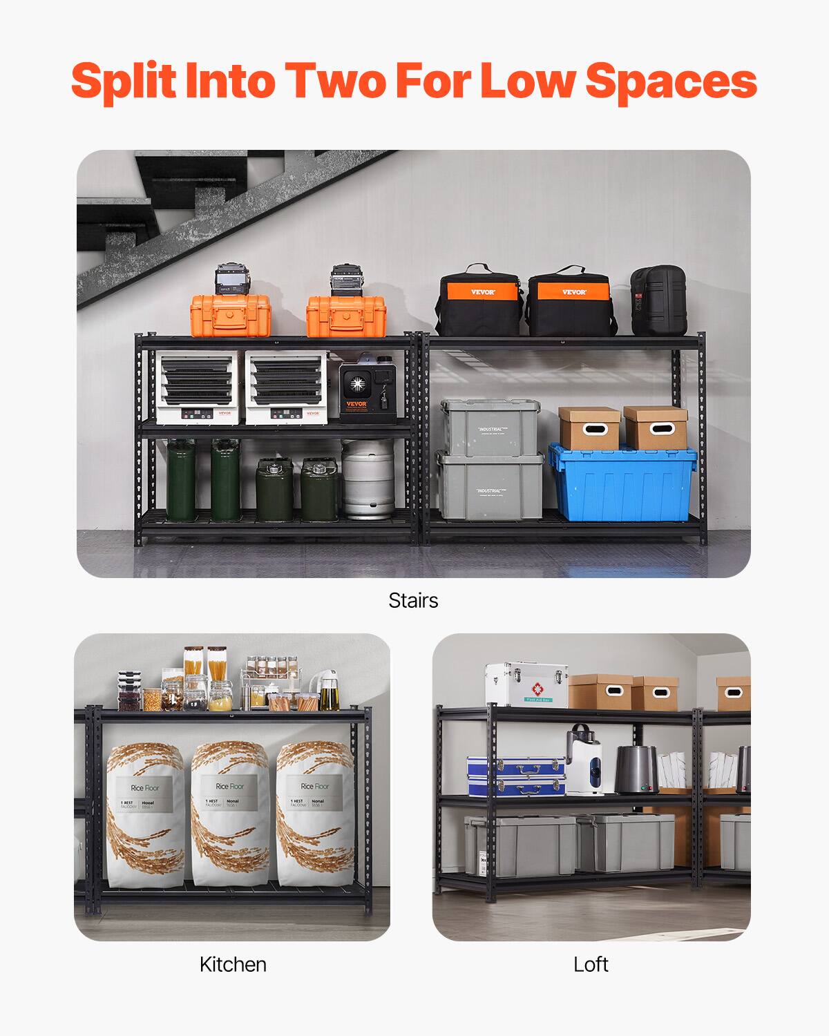 Split Into Two For Low Spaces

Stairs
Kitchen
Loft