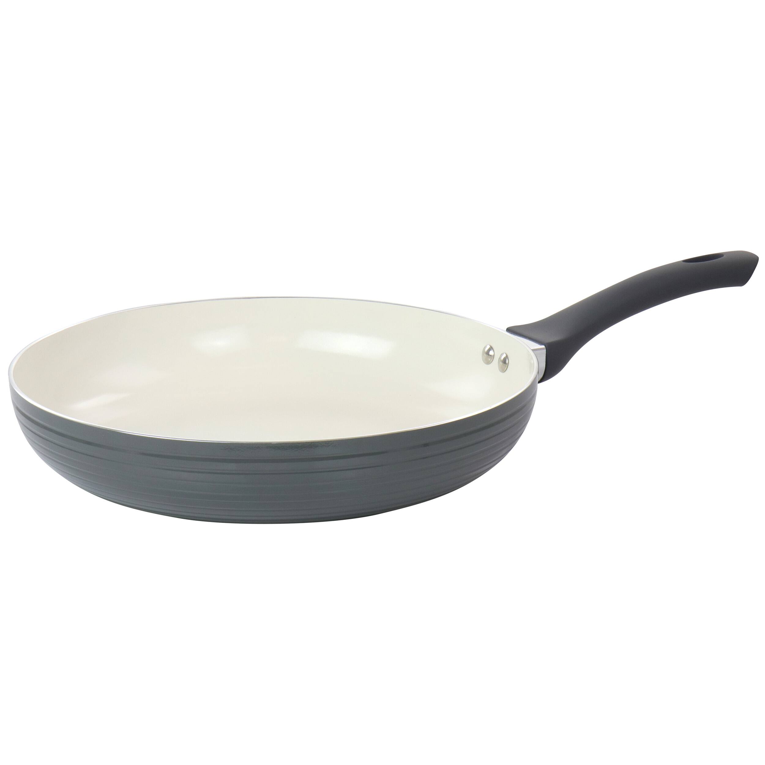 Front. Oster - Oster Ridge Valley 12 Inch Aluminum Nonstick Frying Pan in Grey - Gray.