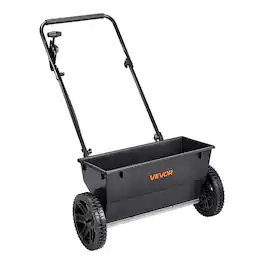 VEVOR - Walk-Behind Push Spreader, 50LBS Capacity, Drop Spreader with Hopper Grate, 18 in Spreading Width & 30 Settings - Black