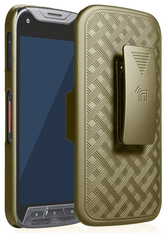 Alt View 2. Nakedcellphone - Case with Stand and Belt Clip Holster for Kyocera DuraForce Pro - Gold.