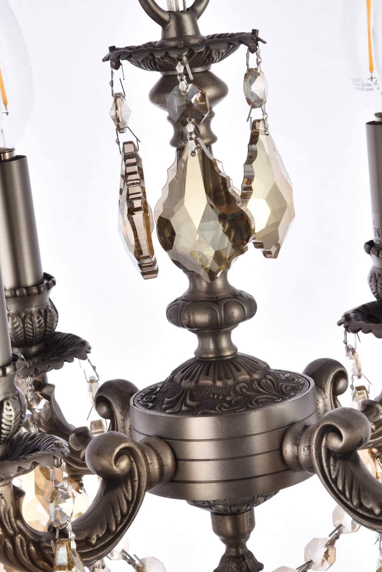 Alt View 9. Elegant Lighting - Lille 4-Light Brass & Crystal Chandelier - Bronze.