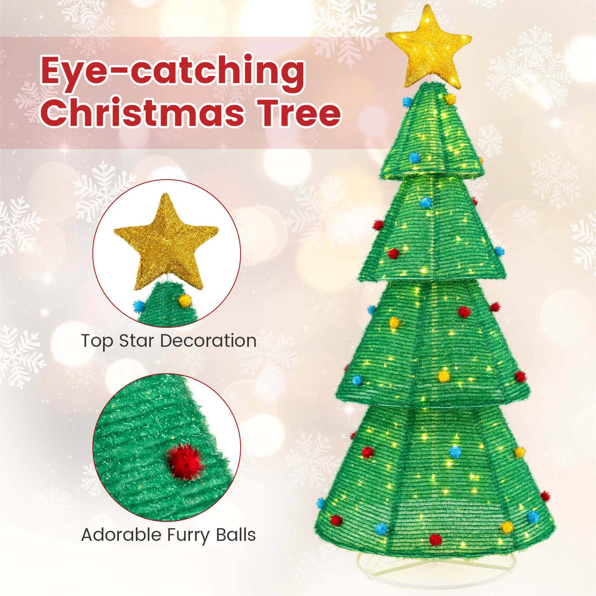 Eye-catching Christmas Tree

Top Star Decoration

Adorable Furry Balls