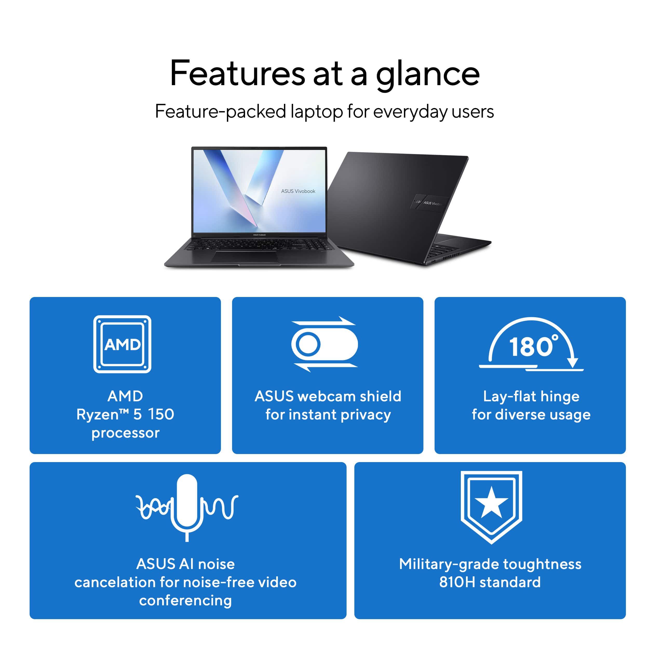 ASUS Vivobook 16 WUXGA Laptop AMD Ryzen 5 150 8GB RAM 512GB SSD