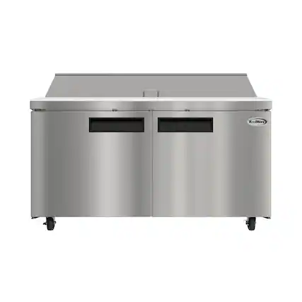 Front. Koolmore - 60 in. Commercial 2-Door Refrigerated Salad and Sandwich Prep Table, 16 Pan Capacity and 18.4 Cu. Ft. of Storage - Stainless steel.