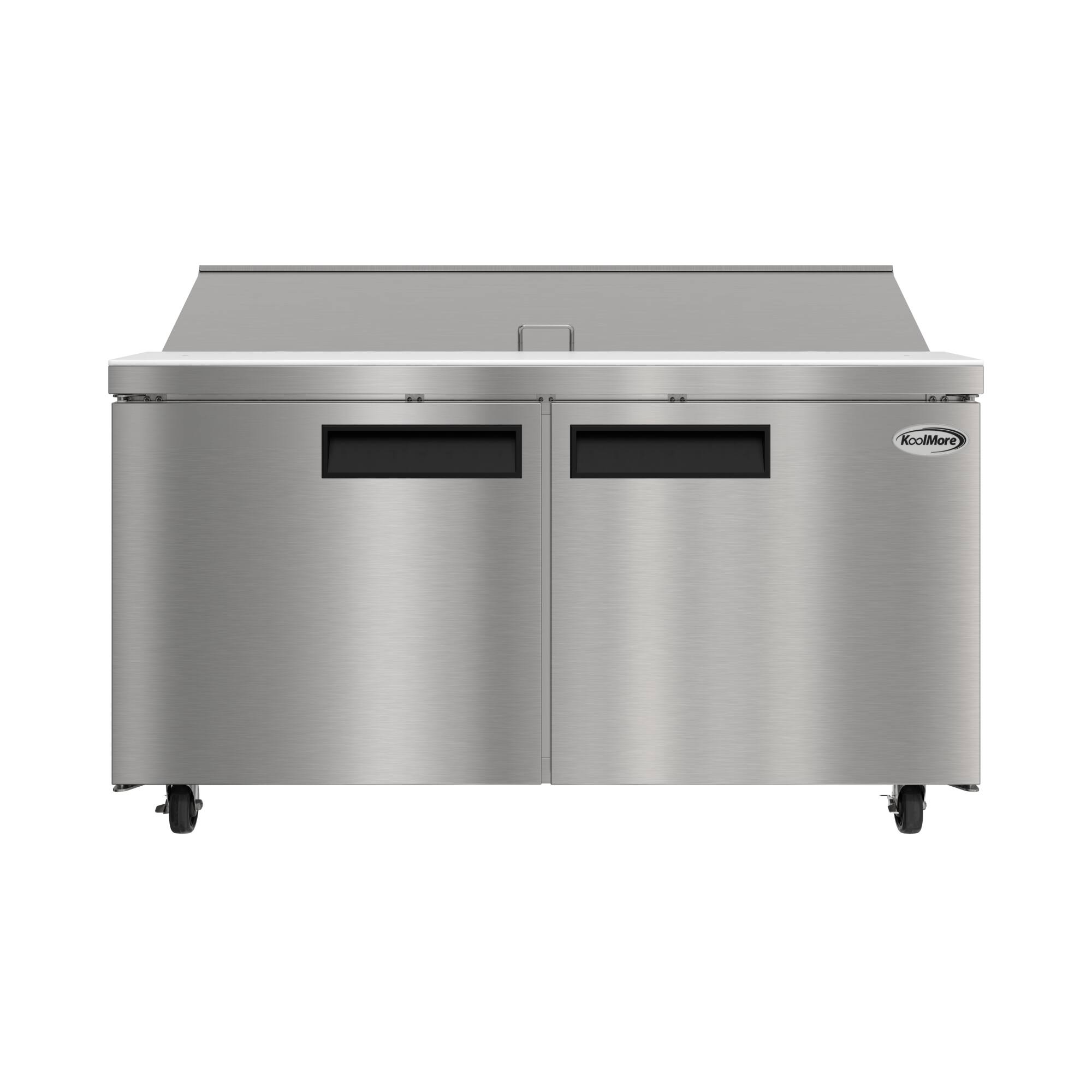 Front. Koolmore - 60 in. Commercial 2-Door Refrigerated Salad and Sandwich Prep Table, 16 Pan Capacity and 18.4 Cu. Ft. of Storage - Stainless steel.