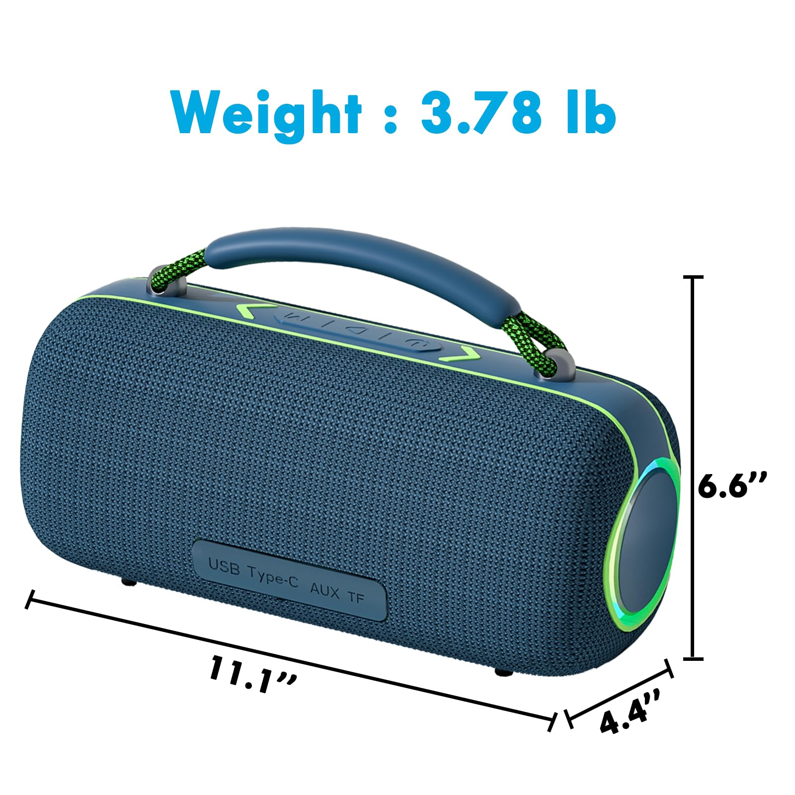 Weight: 3.78 lb

I4IT

USB Type-C AUX TF

11.1" x 6.6" x 4.4"