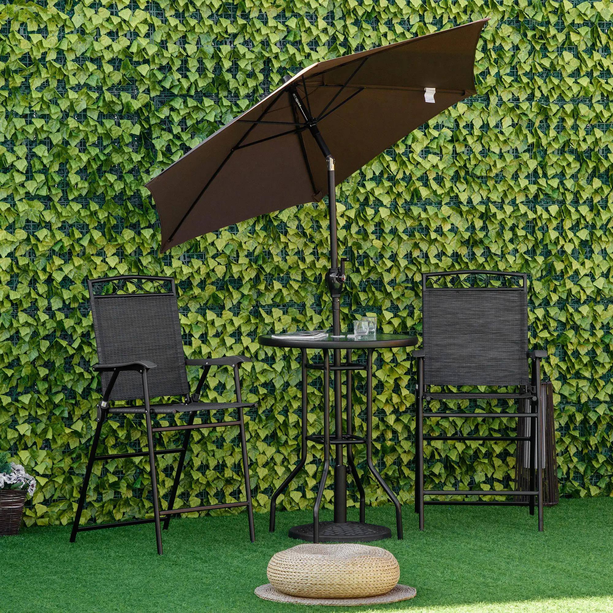 Left. Resenkos - Resenkos 4 Pieces Outdoor Patio Dining Furniture Set, Two Folding Chairs, A Dining Table, Glass , Black - Black.