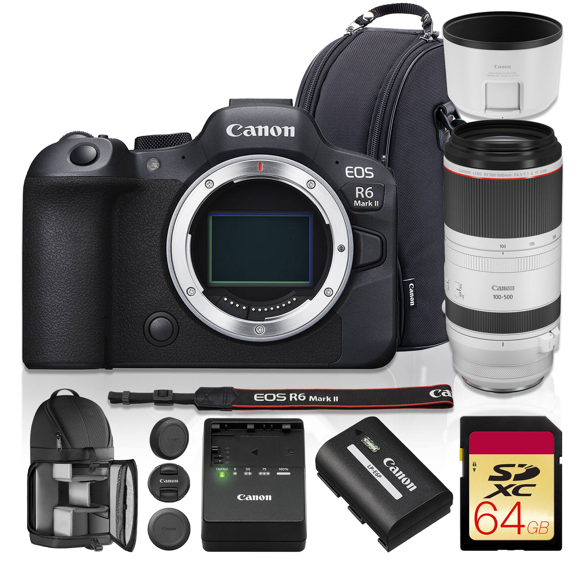 Canon - EOS R6 Mark II Mirrorless Camera with Stop Motion Firmware + RF 100-500L