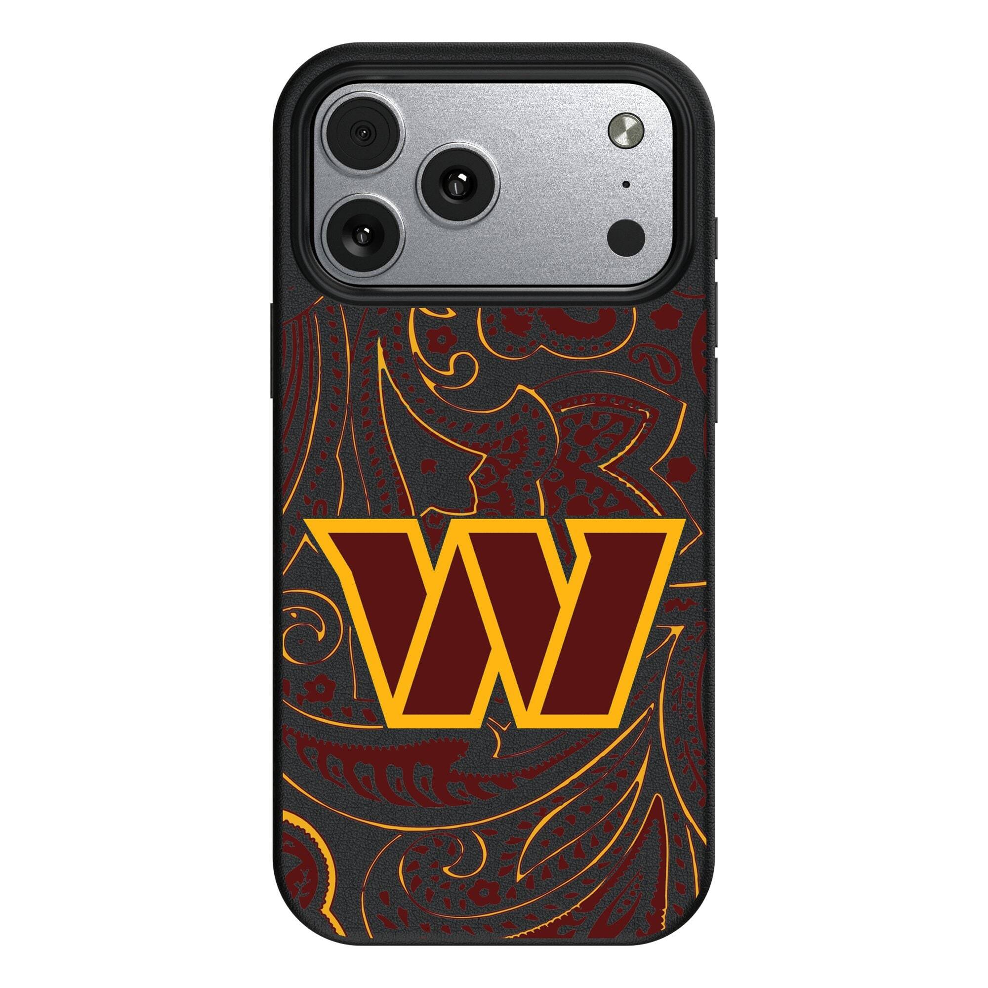Front. Keyscaper - Washington Commanders Paisley iPhone Magnetic Bump Case - 15 Pro - Black.