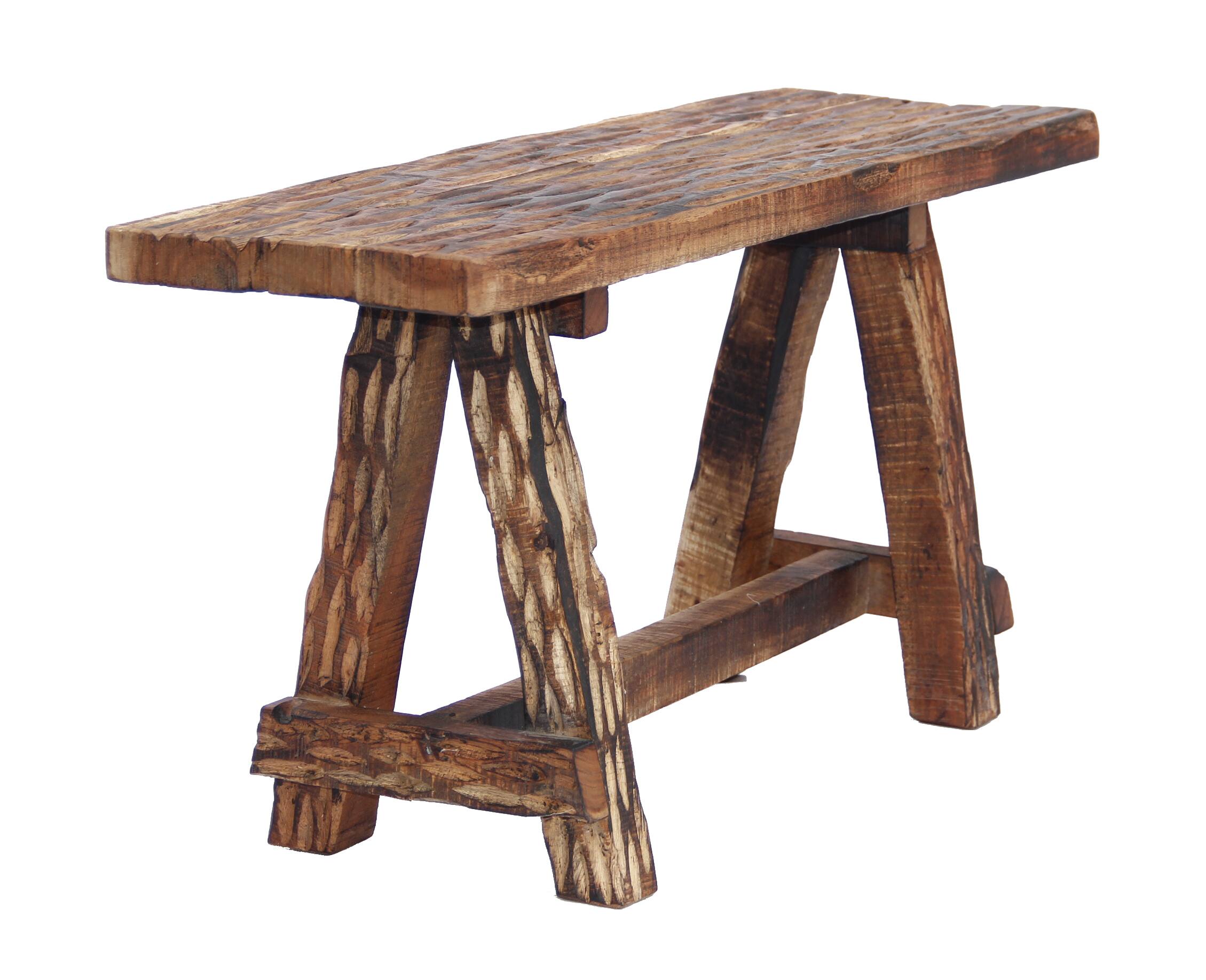 Back. Manhattan Lane - Wooden Garden Patio Bench With Retro Etching - Brown.