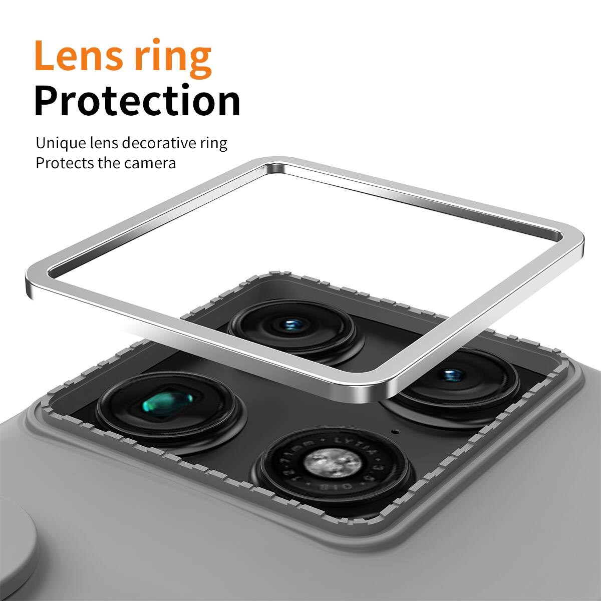 Lens ring Protection  
Unique lens decorative ring  
Protects the camera