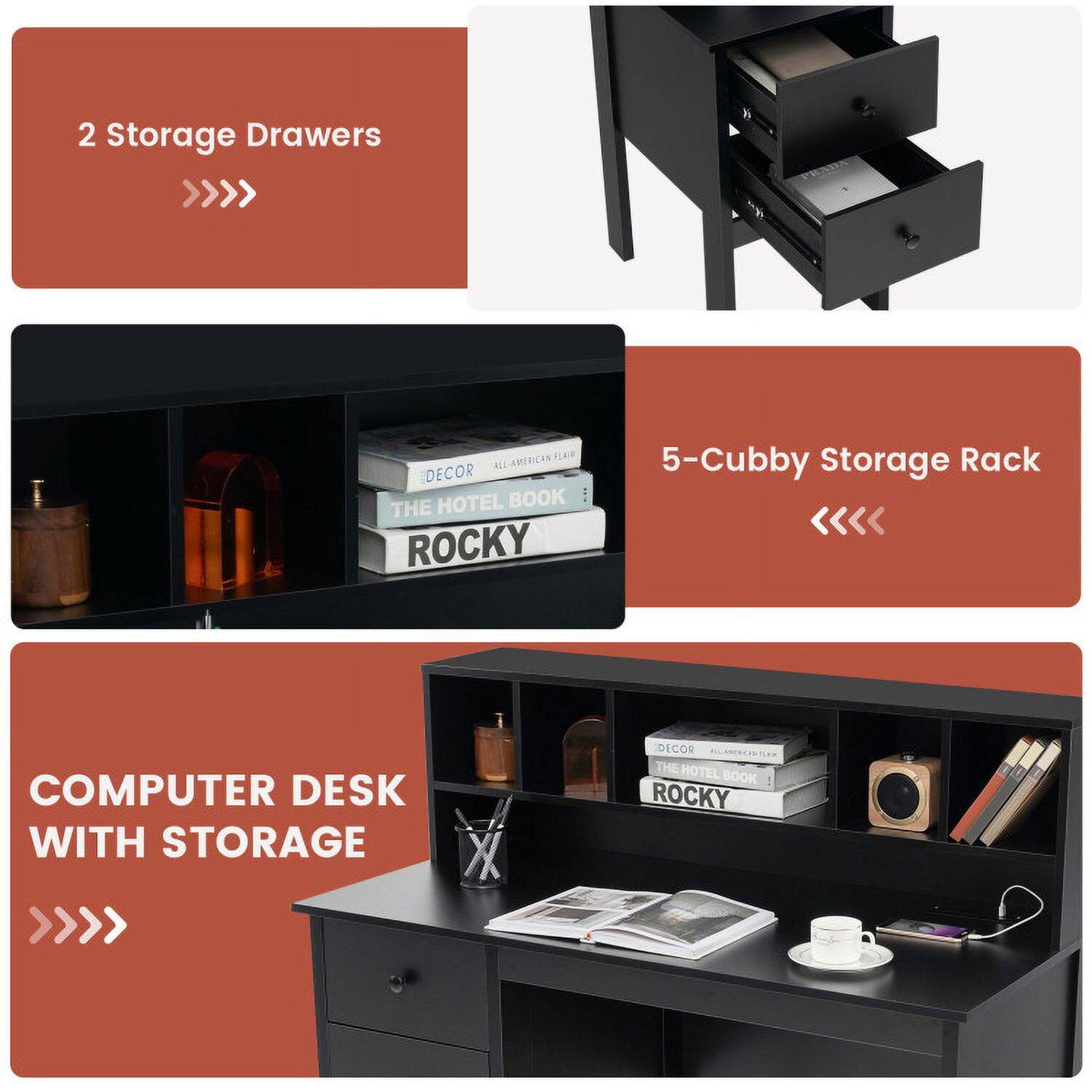 2 Storage Drawers  
5-Cubby Storage Rack  
COMPUTER DESK WITH STORAGE