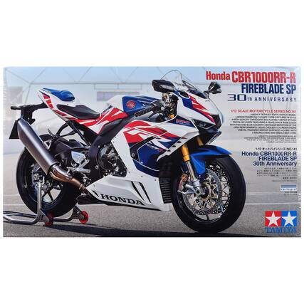 Honda CBR1000RR-R FIREBLADE SP 30th Anniversary
1/12 SCALE MOTORCYCLE SERIES NO.141
- HIGHLY DETAILED STATIC DISPLAY MODEL
- AERODYNAMICALLY HONED FORM CAPTURED IN MODEL
- HIGH-QUALITY CARTOGRAPHIC DECALS HELP DEPICT STYLISH TRICOLOR LIVERY FEATURING PEARL WHITE BASE COLOR WITH RED AND BLUE ACCENTS
- DETAILED DEPICTION OF THE HIGH PERFORMANCE LIQUID COOLED CYLINDER ENGINE
- METAL TRANSFER MIRROR SURFACES
- COMES WITH A RACING STAND AND SINGLE SEAT COWL
*READY TO ASSEMBLE PRECISION MOCK-UP
*THIS IS A TOY MODEL. MAY VARY FROM IMAGE ON BOX. CEMENT NOT INCLUDED
Honda CBR1000RR-R FIREBLADE SP 30th Anniversary
1/12 SCALE MOTORCYCLE SERIES NO.141
- AERODYNAMICALLY HONED FORM CAPTURED IN MODEL
- HIGH-QUALITY CARTOGRAPHIC DECALS HELP DEPICT STYLISH TRICOLOR LIVERY