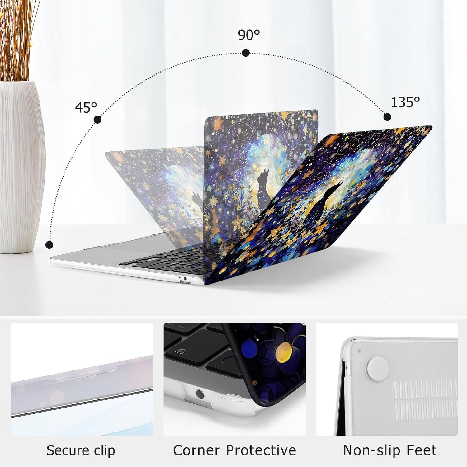 90° 45° 135° Secure clip Corner Protective Non-slip Feet