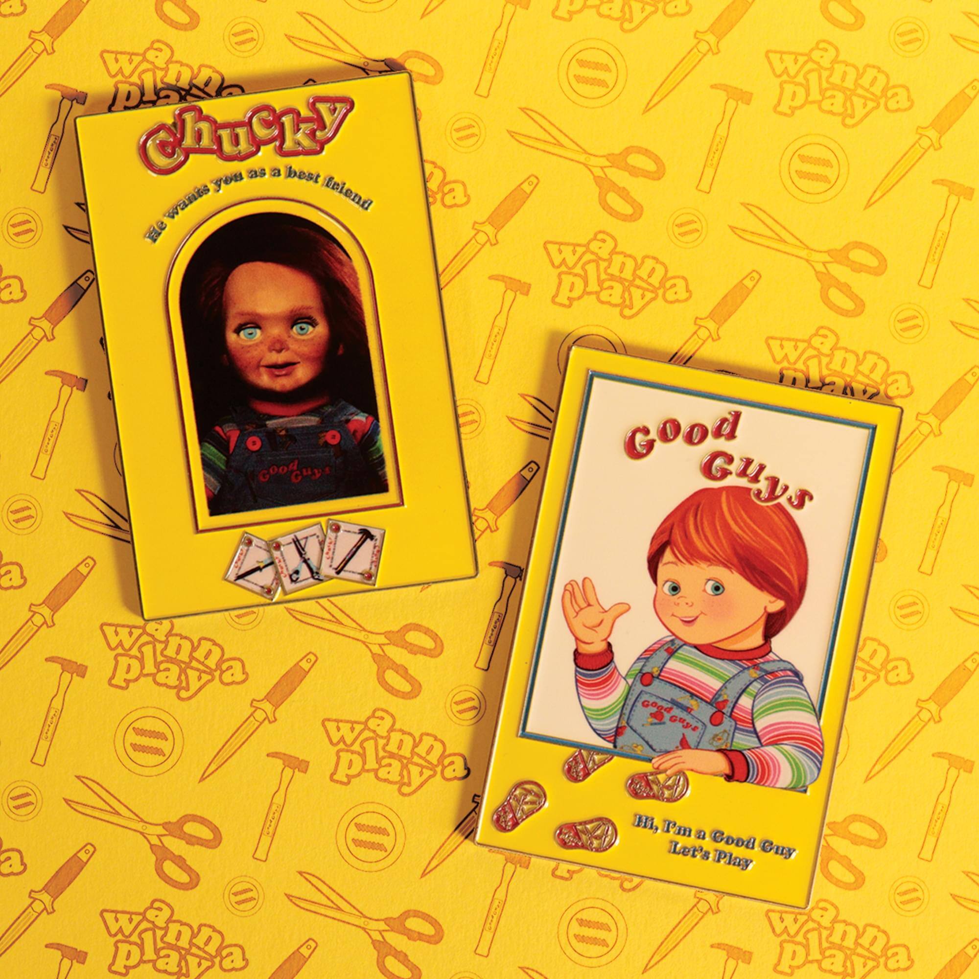 Wanna Play Chucky  
He wants you as a best friend  

Good Guys  
Hi, I'm a Good Guy  
Let's Play