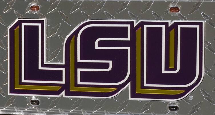 Alt View 1. Rico Industries - Louisiana State University Tigers Laser Cut Diamond Plate License - NCAA LSU - Multi.