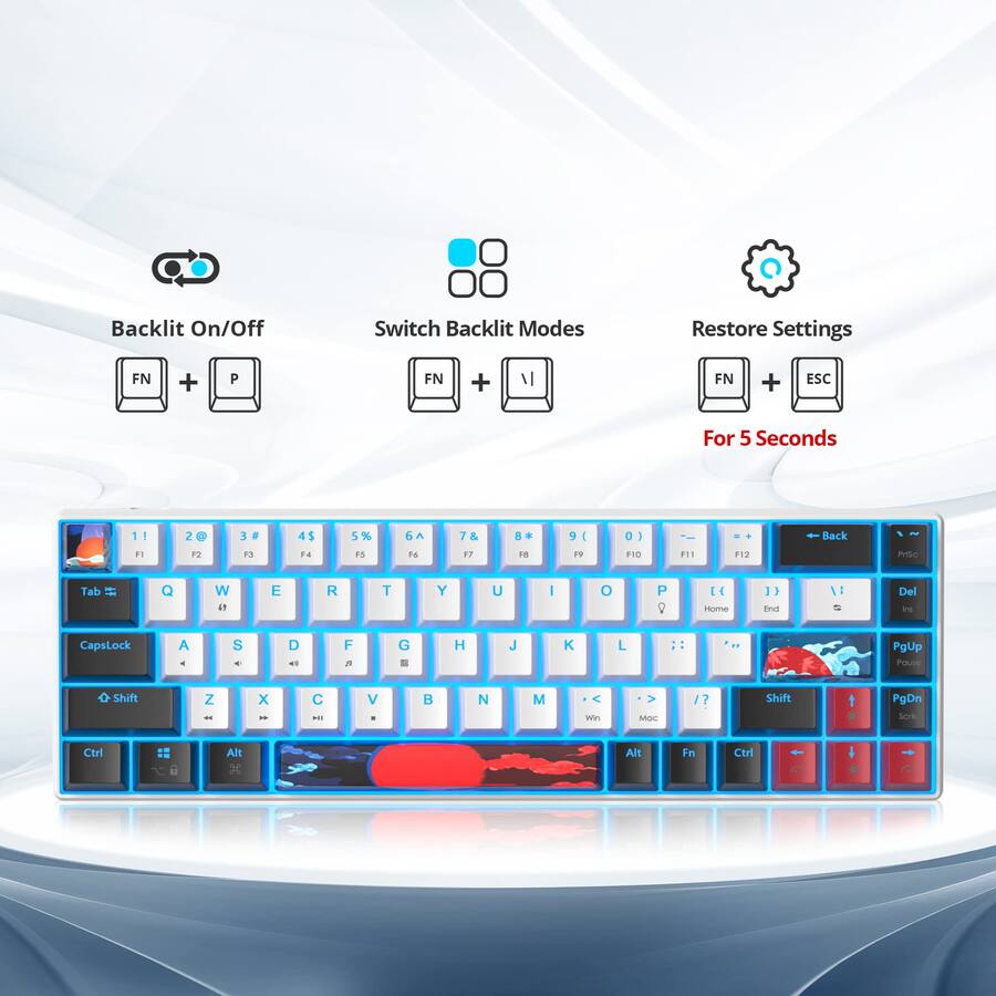 Cedar Assembly Gaming Mechanical Led Backlit Compact Wired With Red For ...